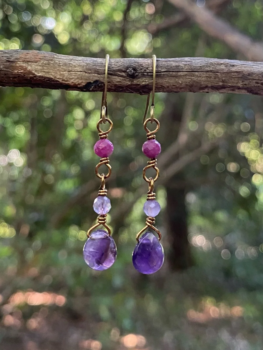 Amethyst Teardrop Dangle Earrings